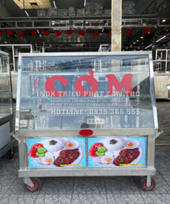 tủ cơm kính xéo inox 201