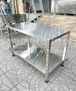 Bàn sơ chế 2 tầng inox 304
