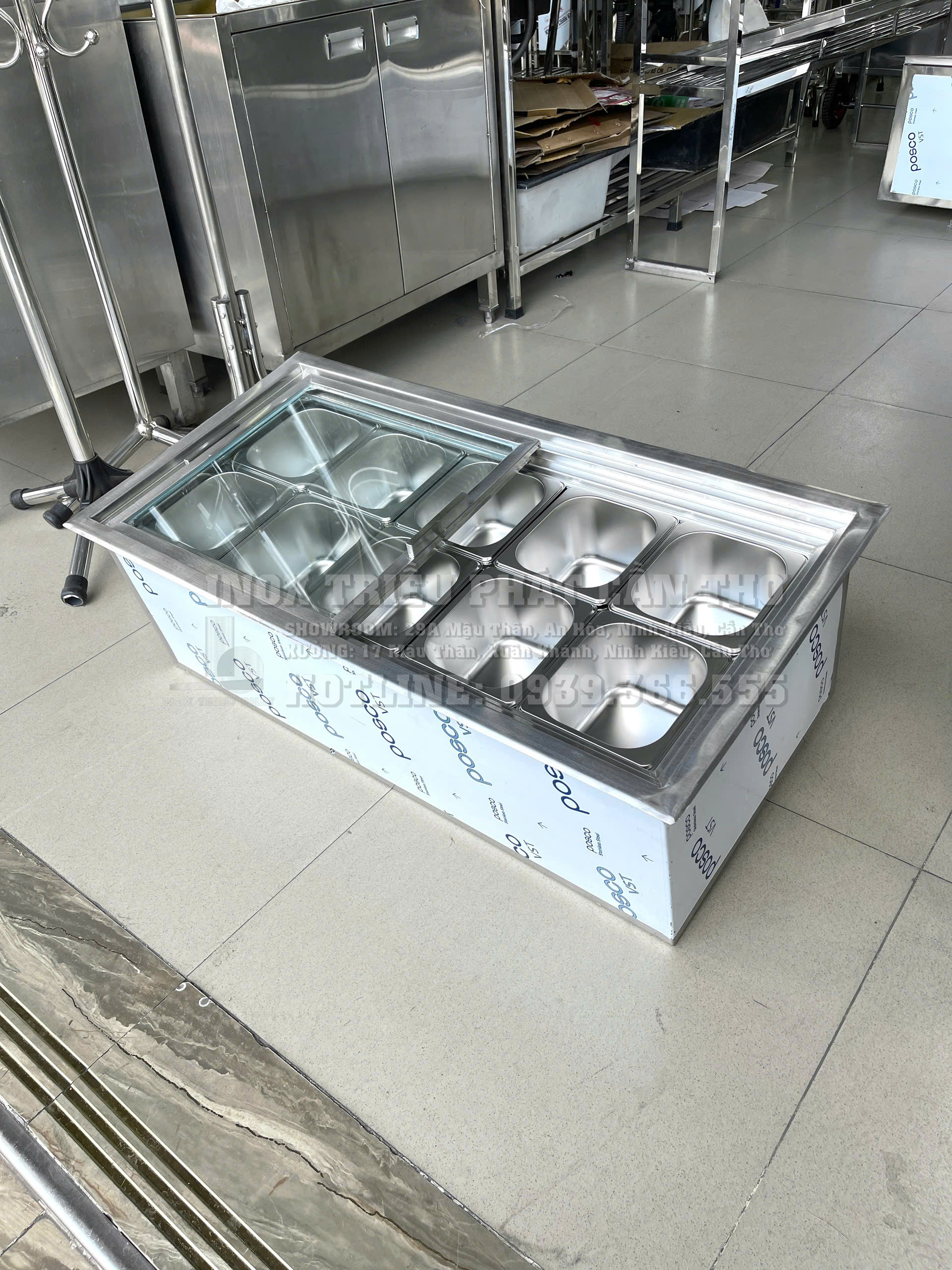 Thùng đá âm quầy inox 304