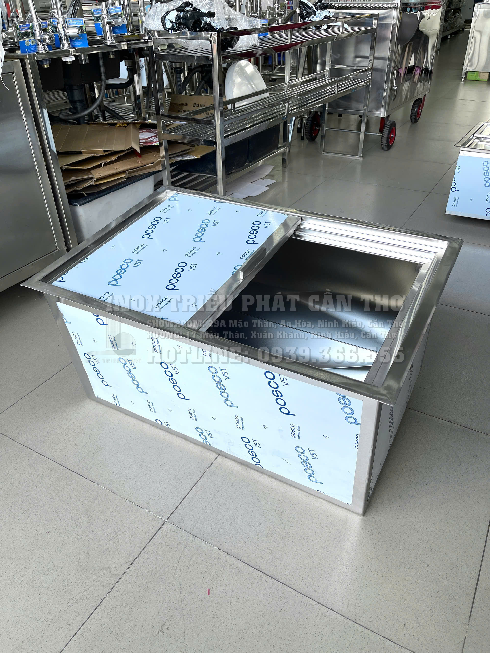 Thùng đá âm quầy inox 304